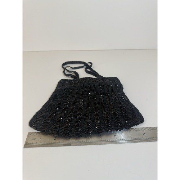 Small Beaded‎ Woman Bag Clutch Purse Evening Bag Black - Picture 5 of 8